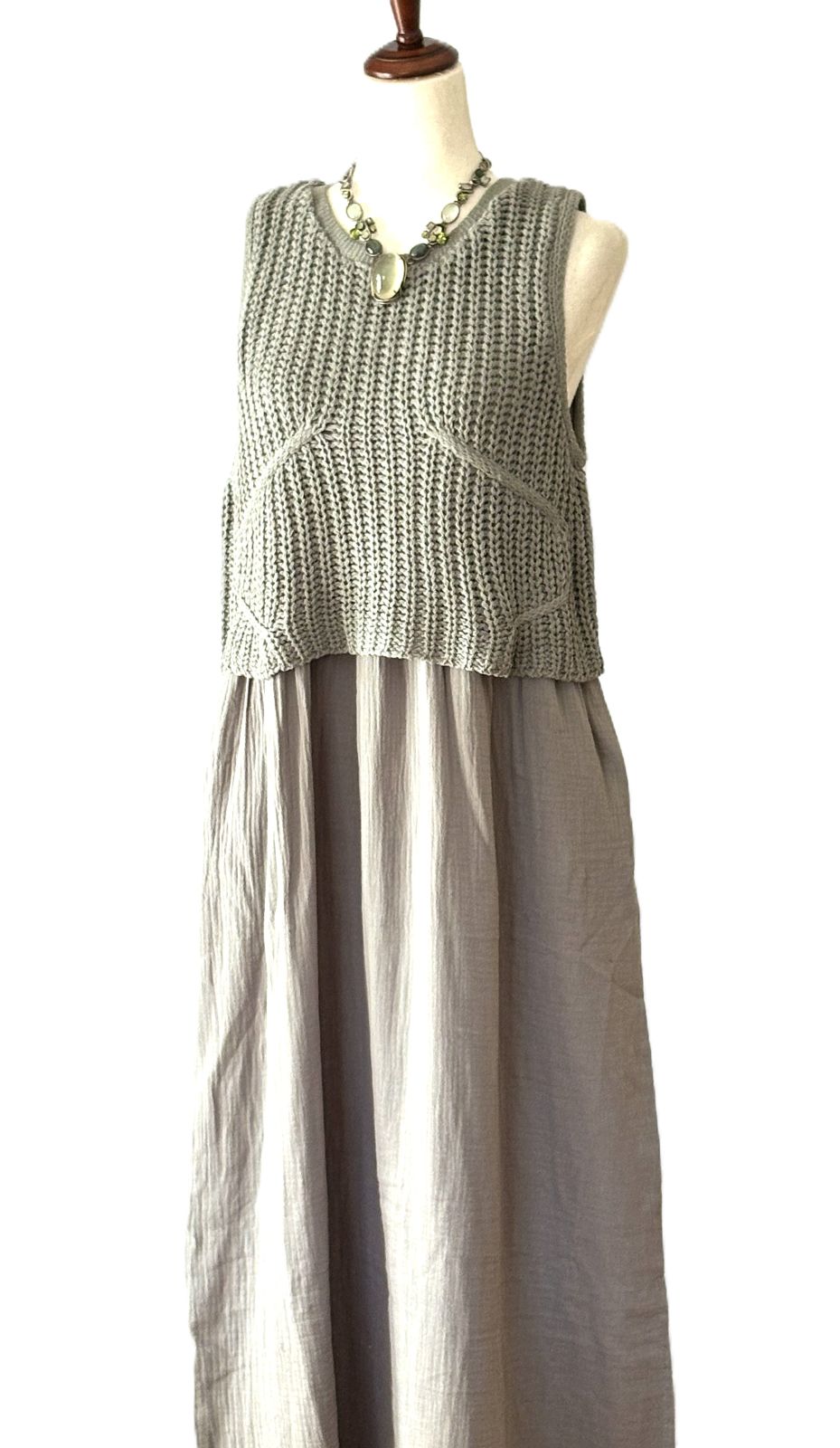 Dresses: Sleeveless One Piece Sweater Maxi Dress.(Sage or Beige)Best Seller