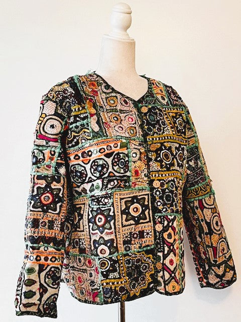 Specialty Collection: Hand Embroidered Short Vintage Patchwork Embroidered Jacket