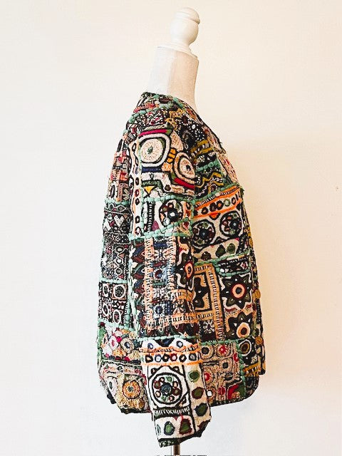 Specialty Collection: Hand Embroidered Short Vintage Patchwork Embroidered Jacket