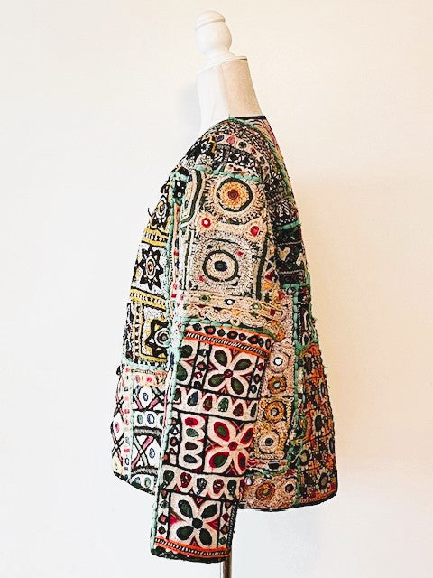 Specialty Collection: Hand Embroidered Short Vintage Patchwork Embroidered Jacket