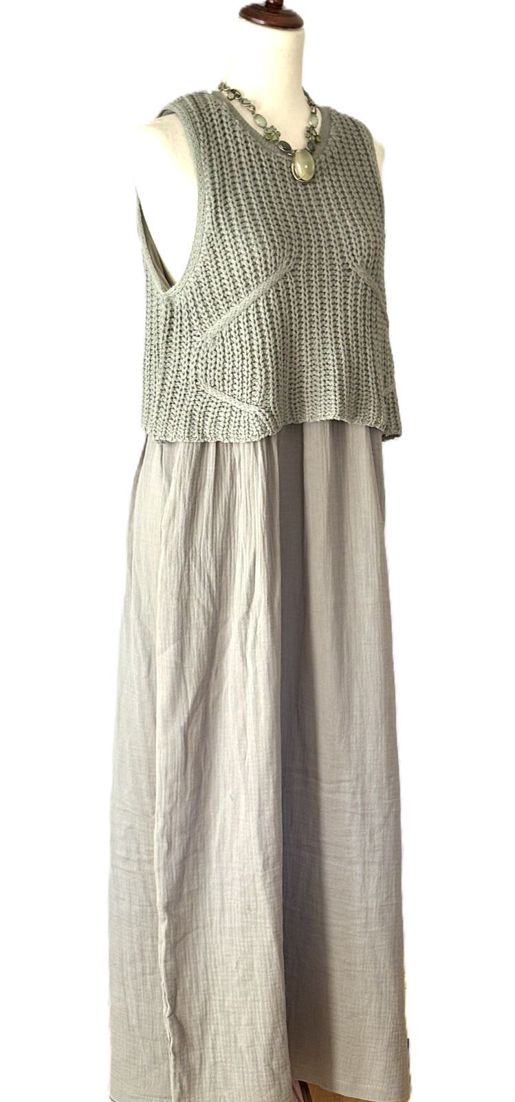 Dresses: Sleeveless One Piece Sweater Maxi Dress.(Sage or Beige)Best Seller