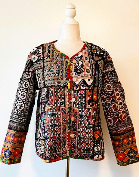 Specialty Collection: Hand Embroidered Short Vintage Patchwork Embroidered Jacket (Red)