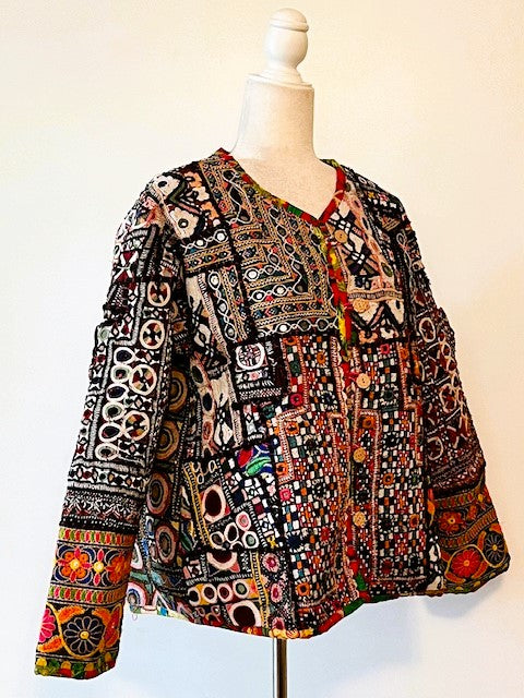 Specialty Collection: Embroidered Short Jacket Fully Reversible. (Black)