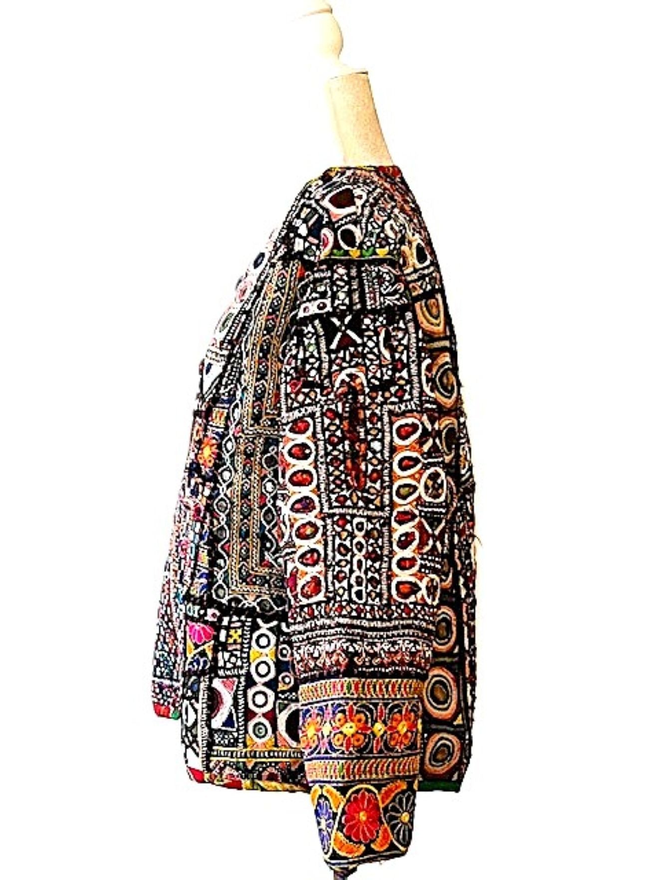 Specialty Collection: Hand Embroidered Short Vintage Patchwork Embroidered Jacket (Red)