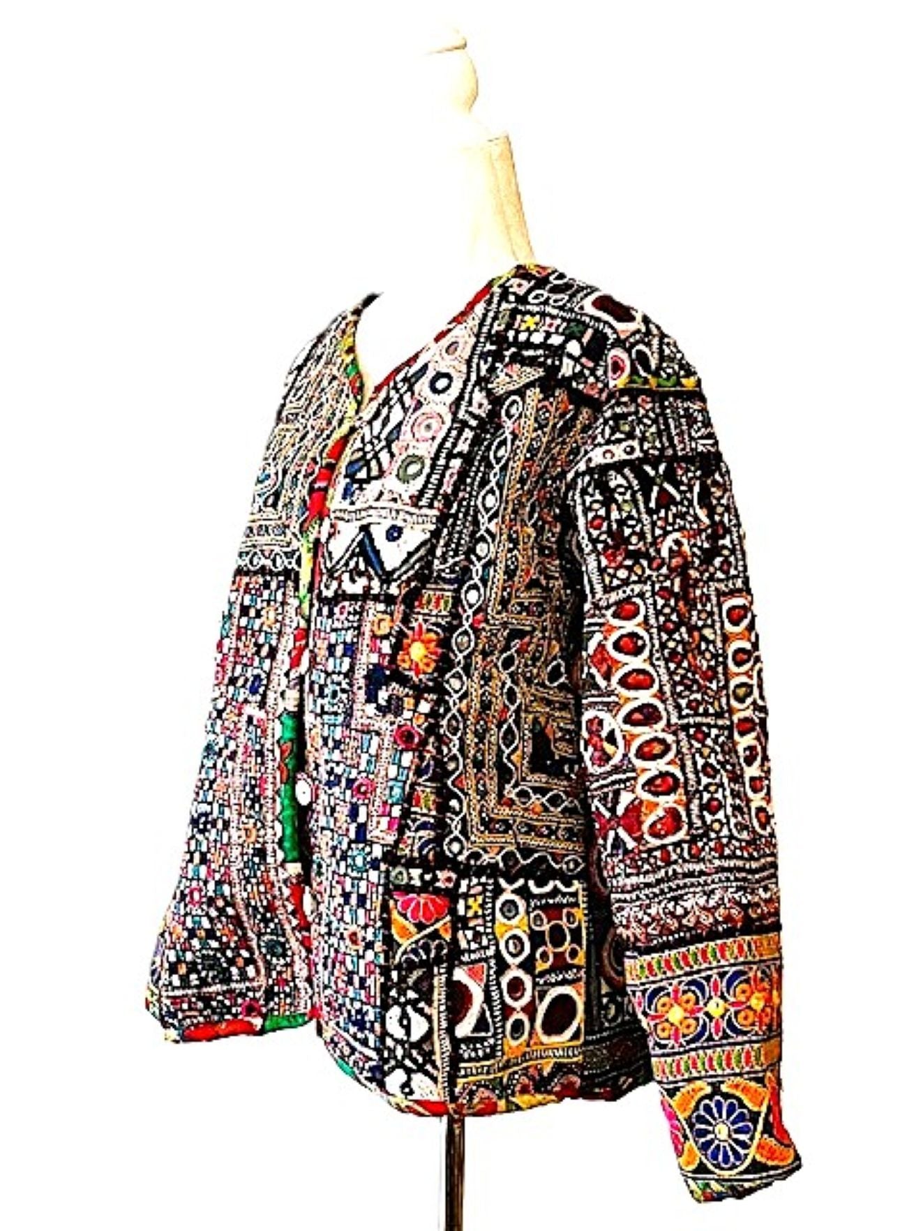 Specialty Collection: Hand Embroidered Short Vintage Patchwork Embroidered Jacket (Red)