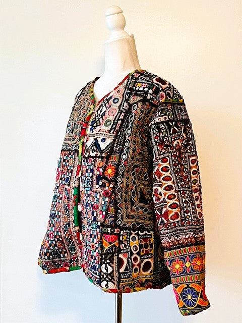 Specialty Collection: Hand Embroidered Short Vintage Patchwork Embroidered Jacket (Red)