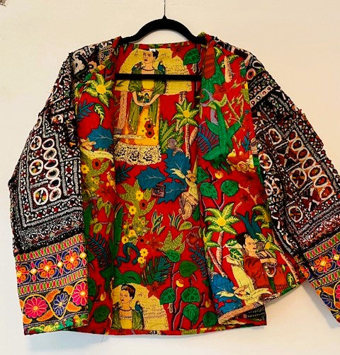 Specialty Collection: Hand Embroidered Short Vintage Patchwork Embroidered Jacket (Red)