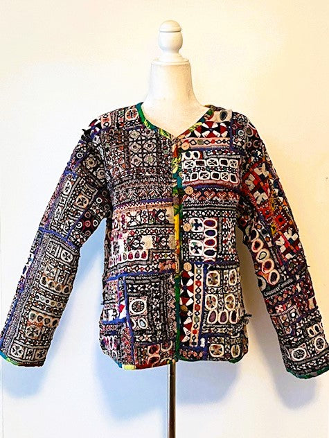 Specialty Collection: Hand Embroidered Short Vintage Patchwork Embroidered Jacket (Green)