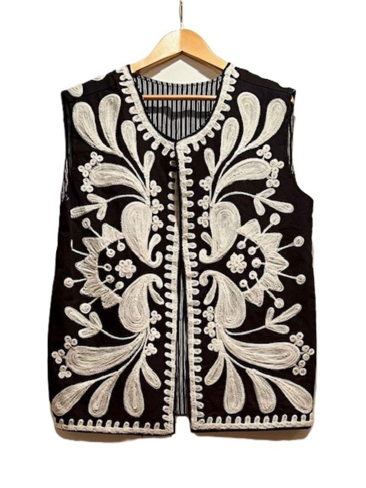 Designer Handmade Embroidered Vest Is Classic And Timely. (Black)