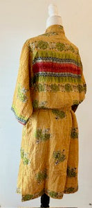 Quilted Cotton Kimono Duster Is Unusual and Colorful  (Yellow)