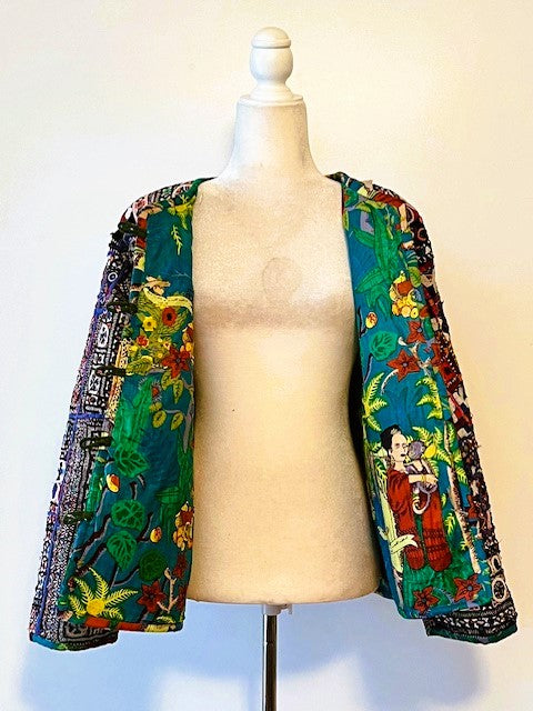 Specialty Collection: Hand Embroidered Short Vintage Patchwork Embroidered Jacket (Green)