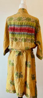 Quilted Cotton Kimono Duster Is Unusual and Colorful  (Yellow)