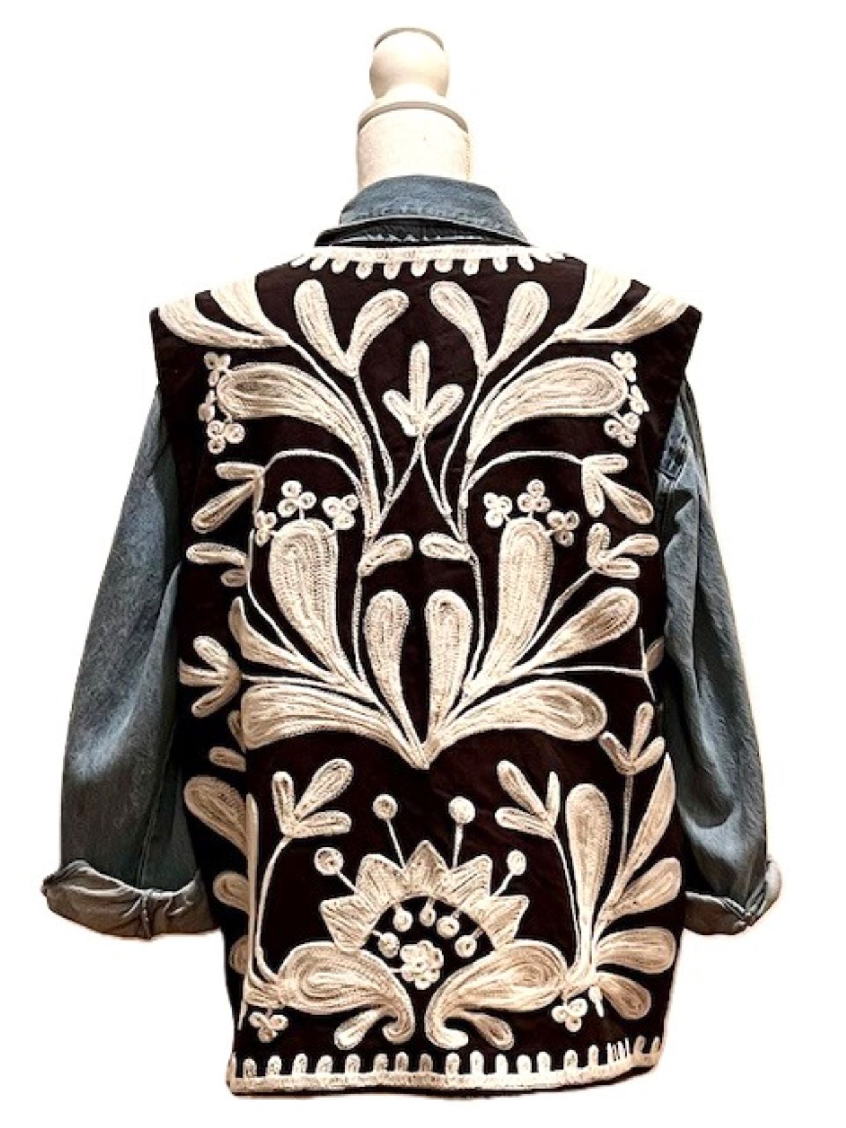 Designer Handmade Embroidered Vest Is Classic And Timely. (Black)