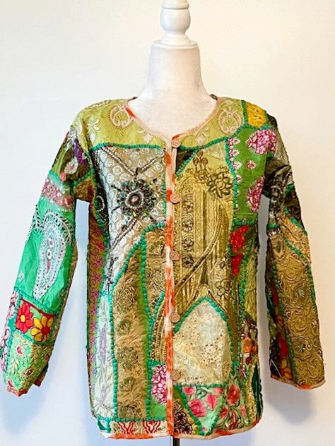 Short Hand Embroidered Jacket Mixed Colors (Green)