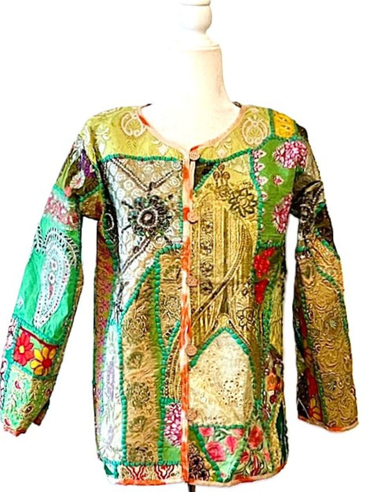 Short Hand Embroidered Jacket Mixed Colors (Green)