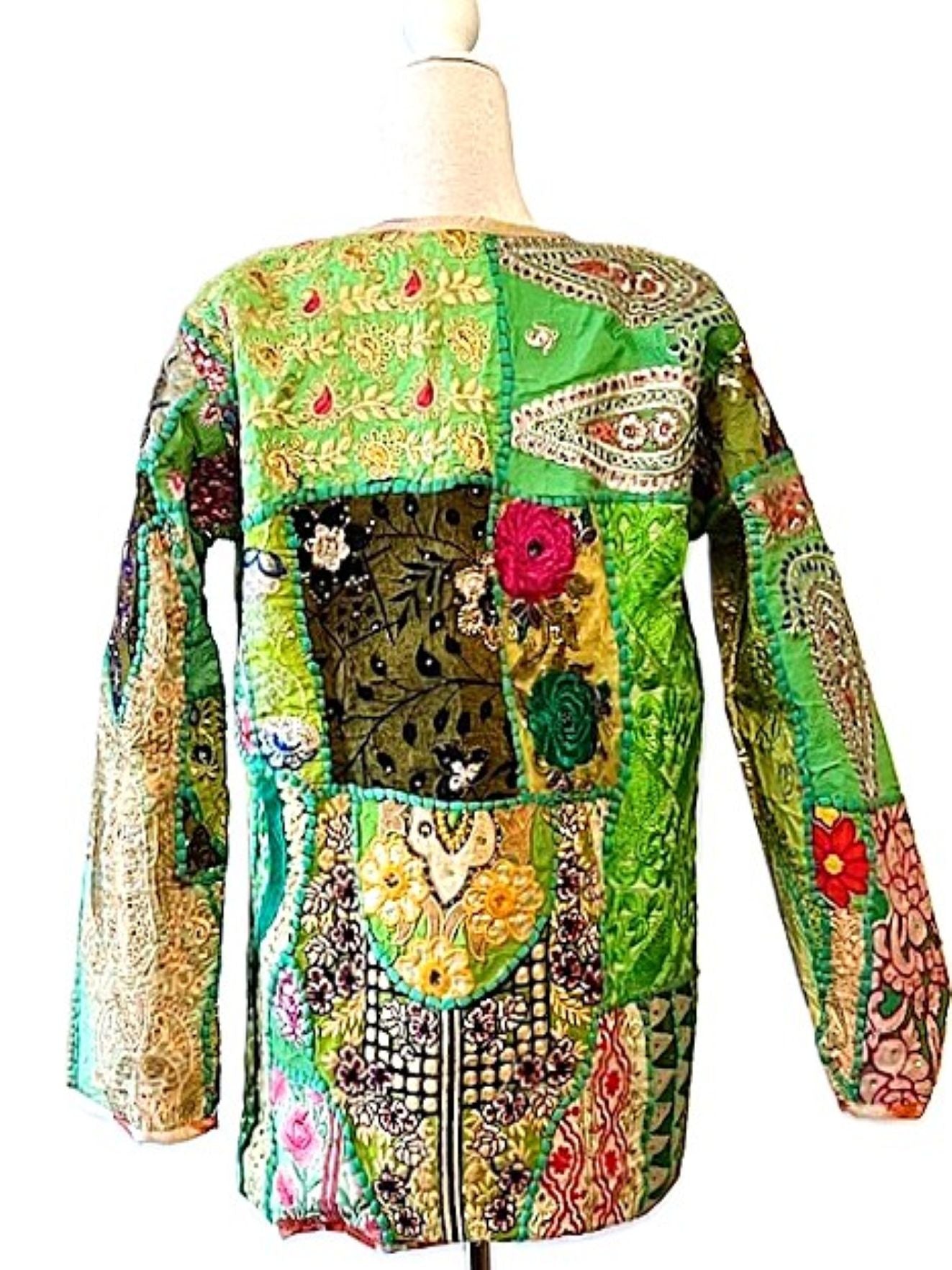Short Hand Embroidered Jacket Mixed Colors (Green)
