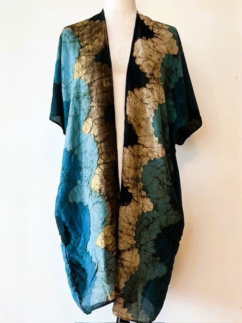 Luxurious Indigo Robe Dress Kimono. Handmade