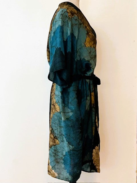 Luxurious Indigo Robe Dress Kimono. Handmade