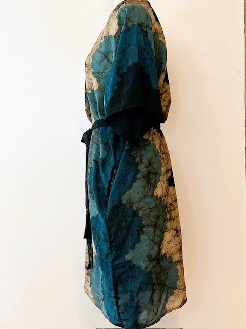 Luxurious Indigo Robe Dress Kimono. Handmade