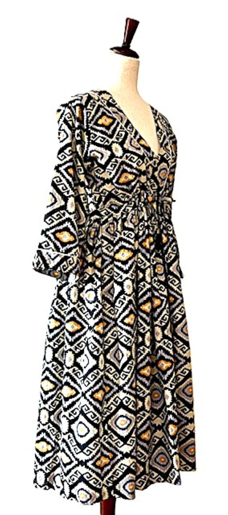 Dresses: Sophisticated Ikat Block Print (Black Yellow)