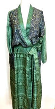Top of the Line Silk Kimono Duster Mixed Print (Emerald/navy)