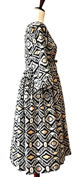 Dresses: Sophisticated Ikat Block Print (Black Yellow)