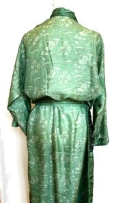 Top of the Line Silk Kimono Duster Mixed Print (Emerald/navy)