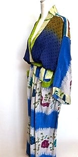 Top of the Line Silk Kimono Duster in an Abstract Mixed Print