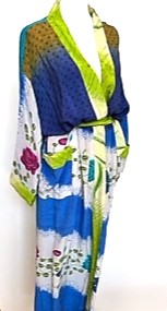 Top of the Line Silk Kimono Duster in an Abstract Mixed Print