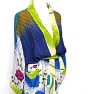 Top of the Line Silk Kimono Duster in an Abstract Mixed Print