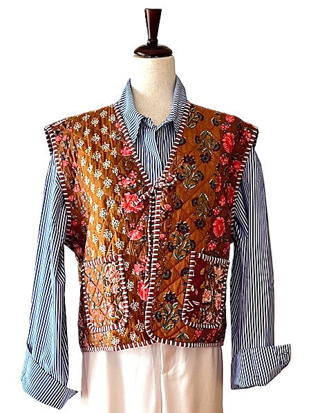 Fully Reversible Designer Handmade Embroidered Vest Looks Smart (Copper)