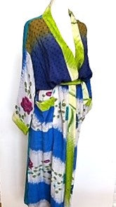 Top of the Line Silk Kimono Duster in an Abstract Mixed Print