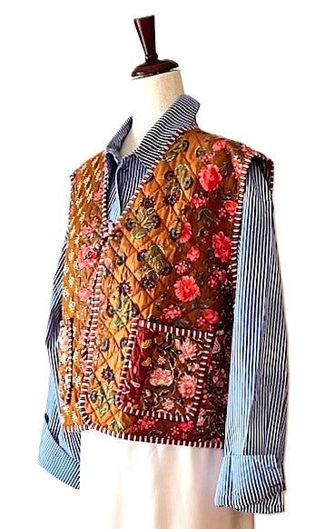 Fully Reversible Designer Handmade Embroidered Vest Looks Smart (Copper)