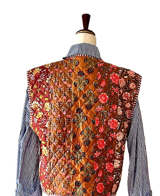 Fully Reversible Designer Handmade Embroidered Vest Looks Smart (Copper)