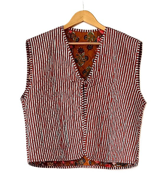 Fully Reversible Designer Handmade Embroidered Vest Looks Smart (Copper)