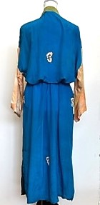 Color Block Long Silk Duster Kimono With Embroidered Belt