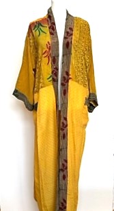 Top of the Line Silk Kimono Duster Mixed Print (Gold/Bronze)