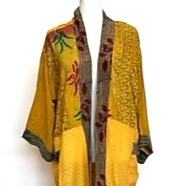 Top of the Line Silk Kimono Duster Mixed Print (Gold/Bronze)