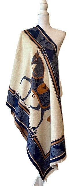 Orange / Blue Ceremony Reversible Wrap– Artisan Shawl