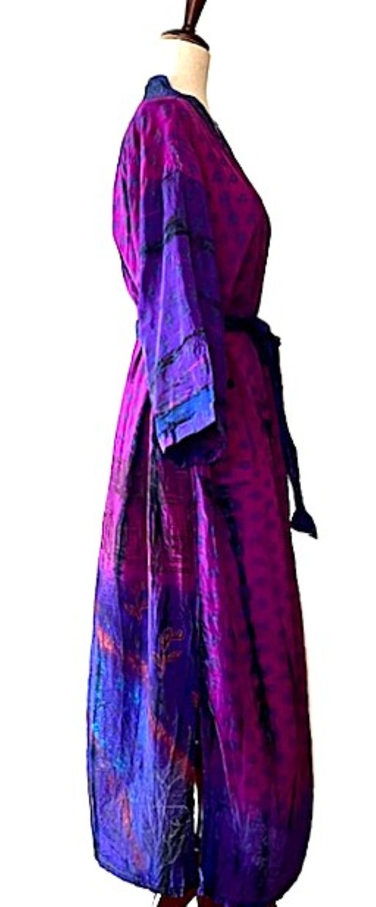 Signature Collection, Glamorous Two Tone Long Silk Duster Kimono. Gorgeous. (Fuschia)