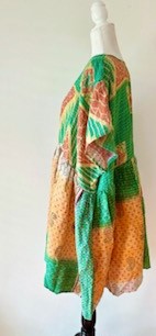 Artisan Kantha Bae  Quilt Mini Dress. Comfortable, Soft, and Very Chic (Green)