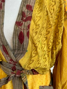 Top of the Line Silk Kimono Duster Mixed Print (Gold/Bronze)