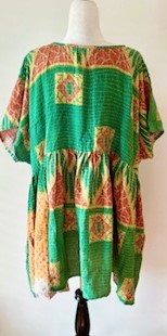 Artisan Kantha Bae  Quilt Mini Dress. Comfortable, Soft, and Very Chic (Green)