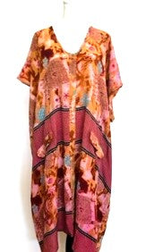 Kantha Bae Silk Butterfly Midi Muu, Rose/Orange