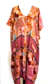 Kantha Bae Silk Butterfly Midi Muu, Rose/Orange