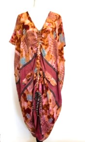 Kantha Bae Silk Butterfly Midi Muu, Rose/Orange