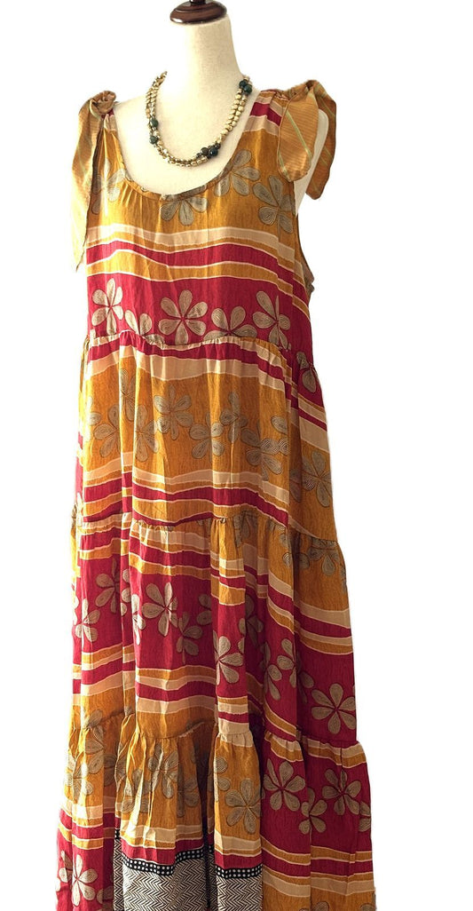 Kantha Bae  Silkl Celeste Maxi (Floral Stripe)