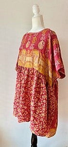 Artisan Kantha Bae  Quilt Mini Dress. Comfortable, Soft, and Very Chic (Rose)