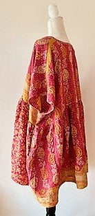 Artisan Kantha Bae  Quilt Mini Dress. Comfortable, Soft, and Very Chic (Rose)