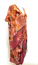 Kantha Bae Silk Butterfly Midi Muu, Rose/Orange